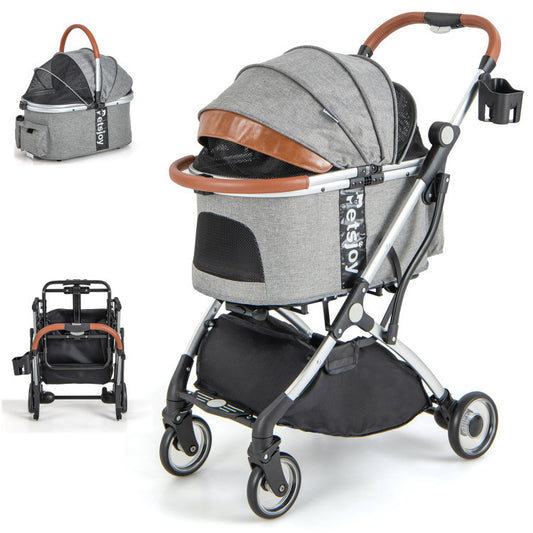 Foldable Stroller with Removable Waterproof Cover for Dogs and Cats