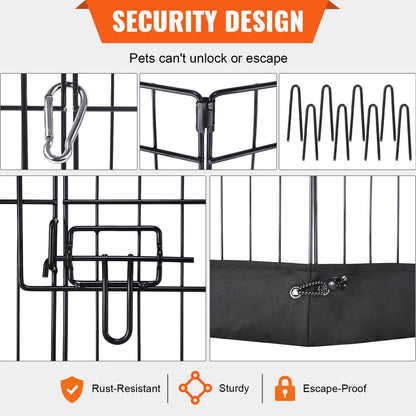 8 Panel Foldable Dog Playpen with Top Cover and Bottom Pad - 63"