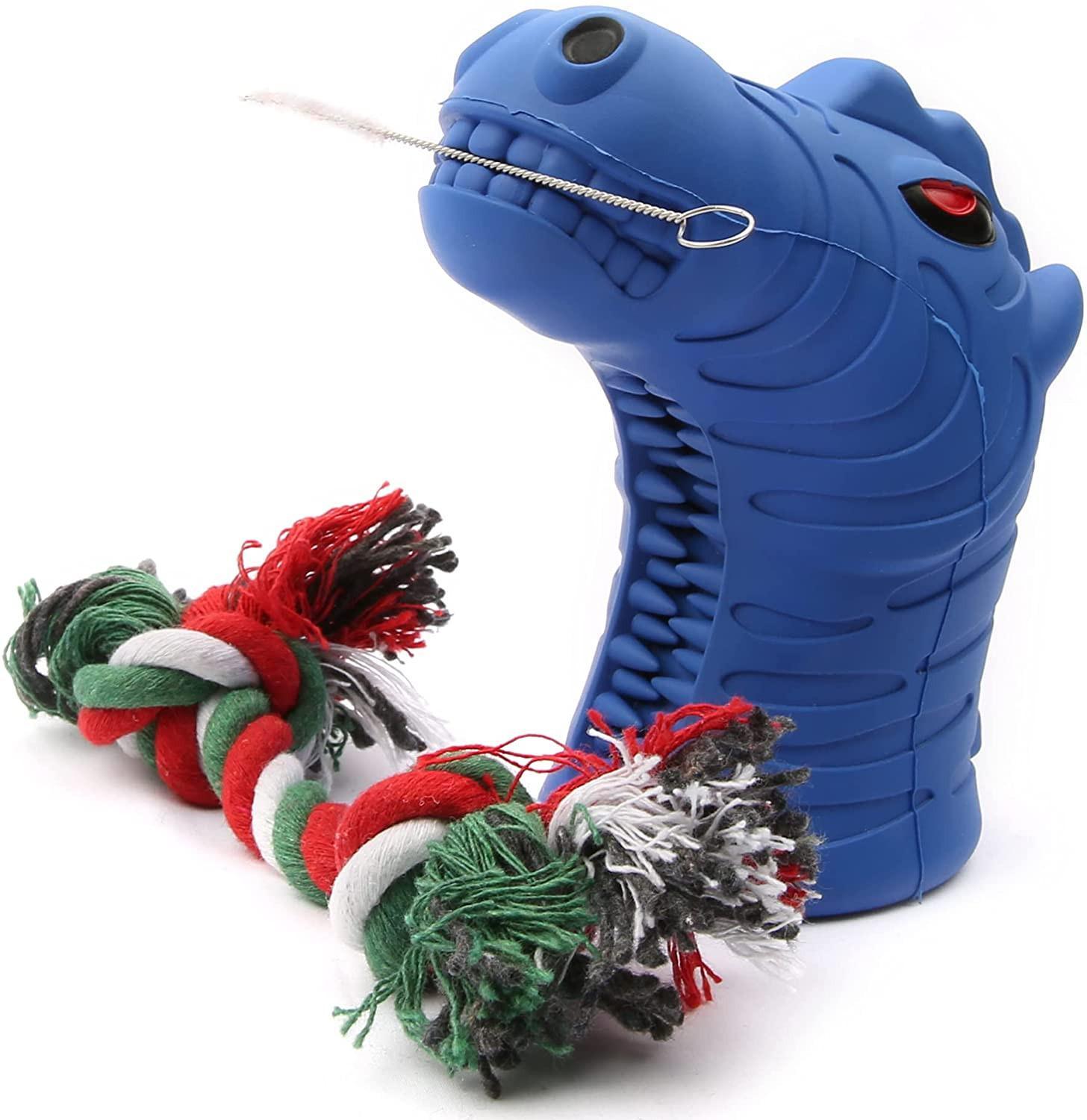 3-in-1 Interactive Dog Chew with Brush and Rope Chew Toy