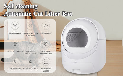 Smart Automatic Scooping and Odor Removal Litter Box for Cats