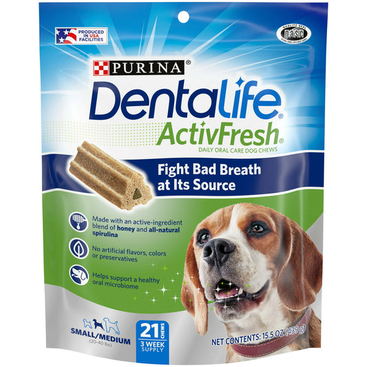 Purina DentaLife ActivFresh Honey & Spirulina Flavor Chews for Medium Dogs - 21 count