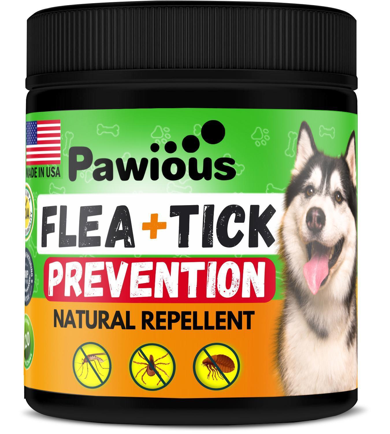 Pawious - Natural Flea and Tick Prevention Supplement Chews for Dogs - 120 count