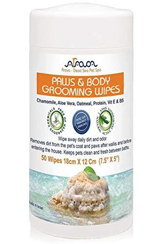 Grooming Cleaning and Deodorizing Wet Wipes for Body Face and Paws for Dogs and Cats - 50 Count