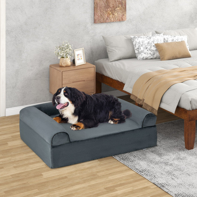 Orthopedic Memory Foam Bed with Headrest for Large Dogs