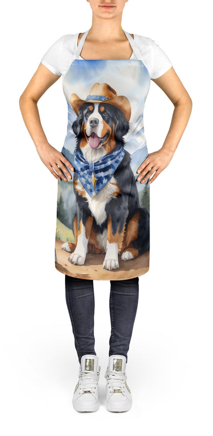 Bernese Mountain Dog - Welcome Cowboy Apron for Cooking, Baking and Crafts for Adult Women and Men - Unisex Large