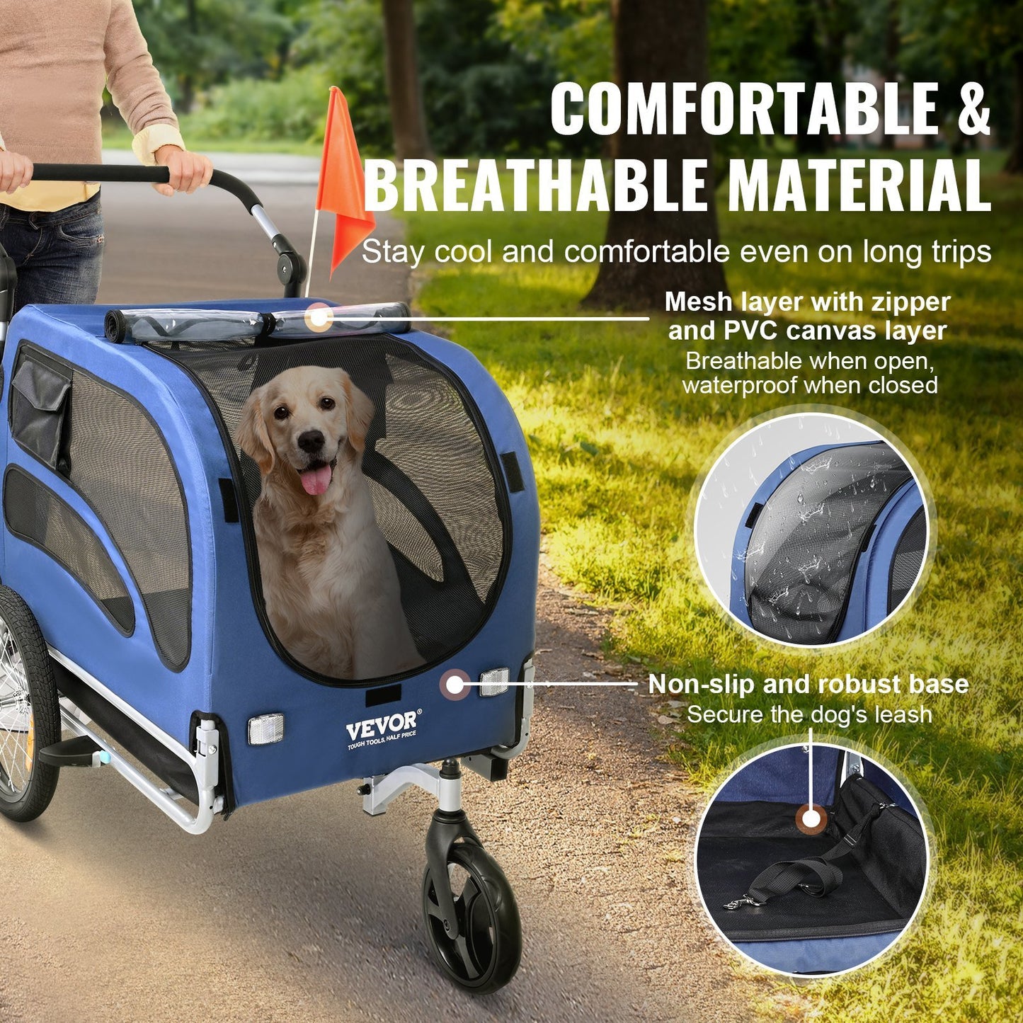 Folding 2-in-1  Stroller and Bike Trailer, Supports up to 100 lbs for Dogs