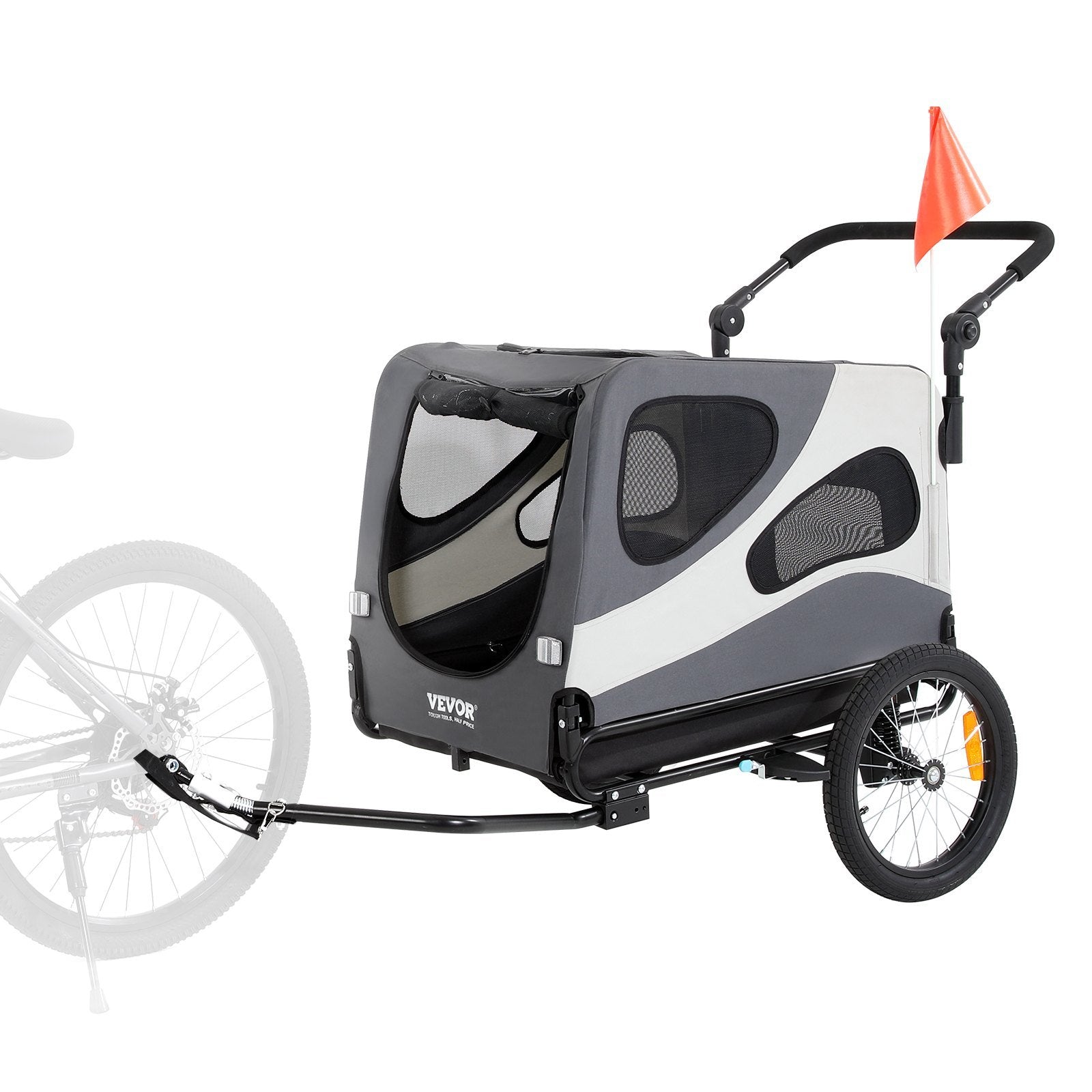 Folding 2-in-1  Stroller Bicycle Carrier Cart Trailer for Dogs - Supports up to 100 lbs