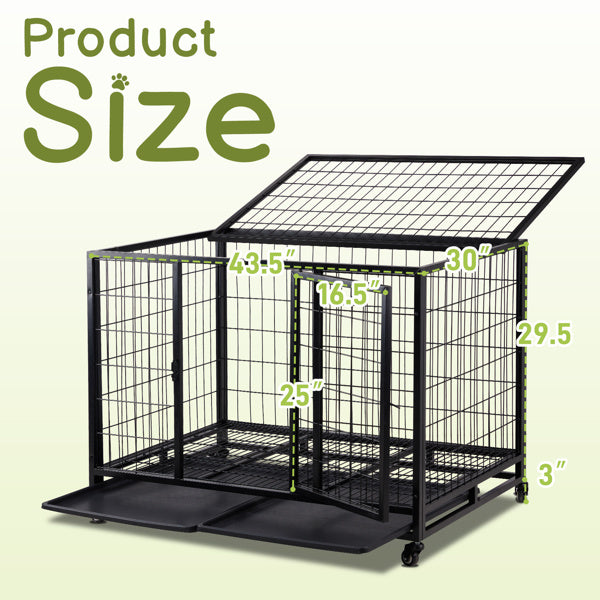 42 Inch Heavy Duty/Kennel with Double Doors for Medium to Large Dogs