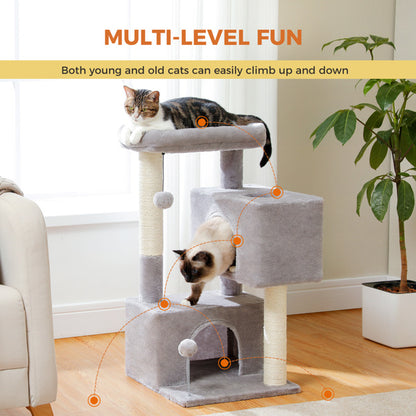 31.5" Cat Tree Tower with Dual Large Condos for All Size Cats