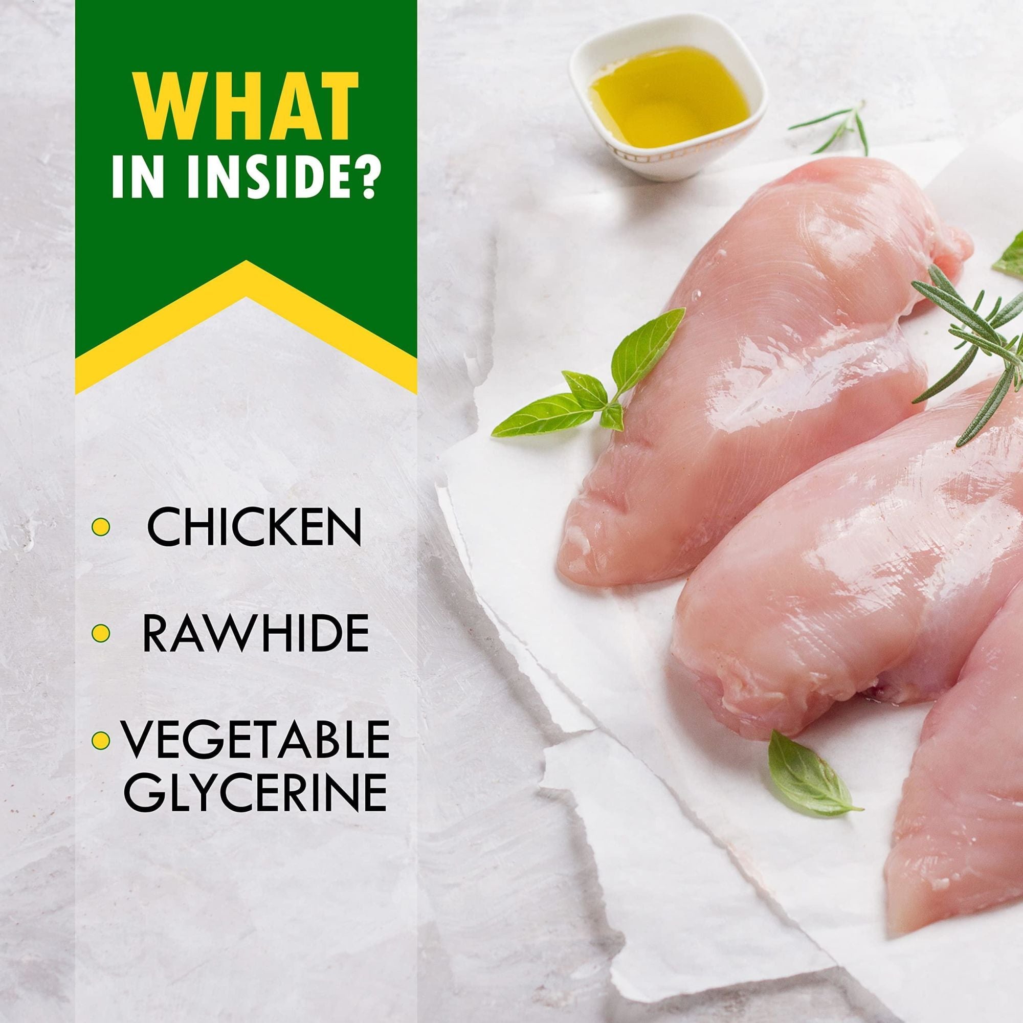 Organic Natural Smoked Rawhide Chicken Chew Treats for Dogs