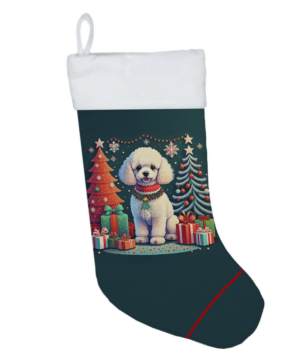 White Toy Poodle - Christmas Holiday Stocking for Fun Family Decorations