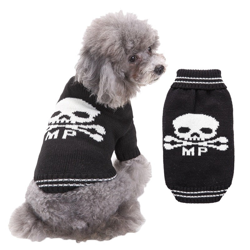 Halloween Costume Pumpkin, Skulls, Death, Knit Sweater for Dogs