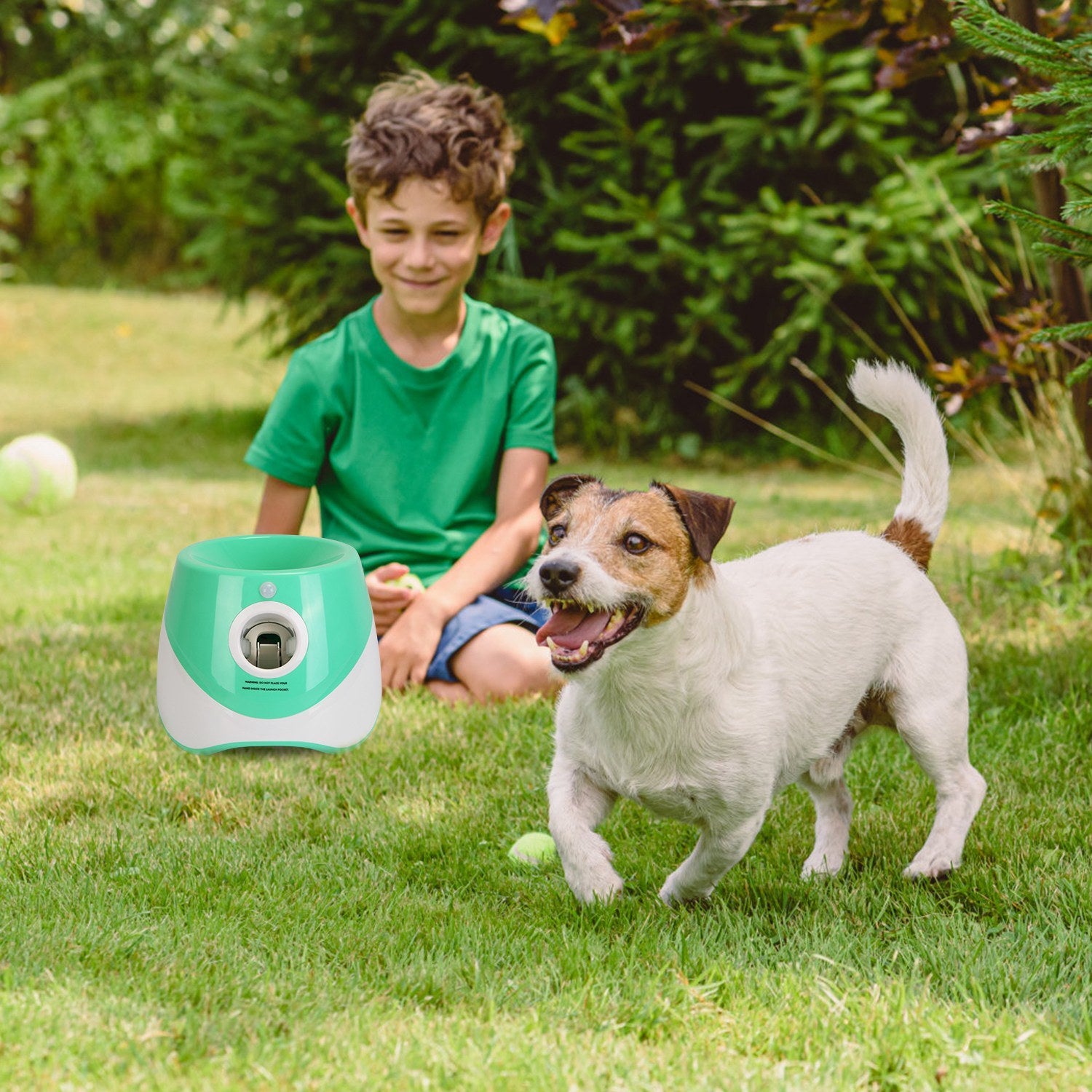 Adjustable Automatic Ball Launcher Included 6 Tennis Balls for Dogs
