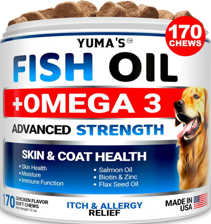 Yuma's - Omega 3 Fish Oil Skin and Coat Supplement Chews for Dogs