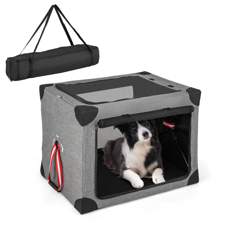 3-Door Travel Soft Kennel with Pad and Metal Frame for Dogs or Cats