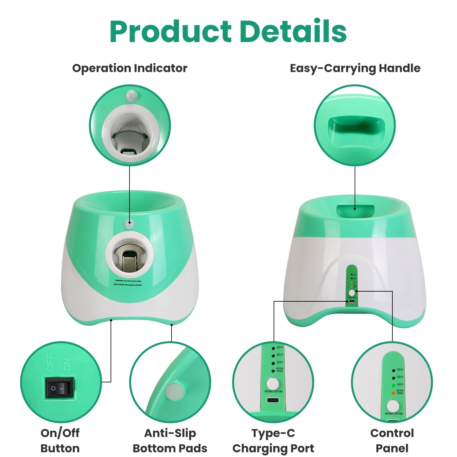 Adjustable Automatic Ball Launcher Included 6 Tennis Balls for Dogs