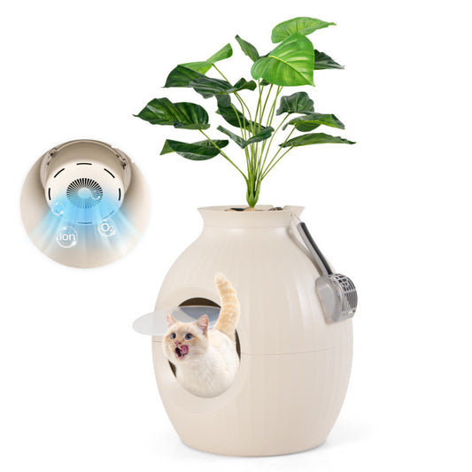 Smart Plant Stand Cat Litter Box with Electronic Odor Removal