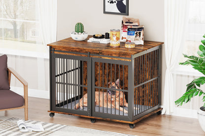 Sliding Iron Door Crate/Kennel with Mat for Dogs