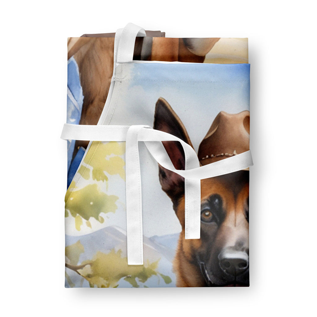 Belgian Malinois Cowboy Welcome Apron Cooking Kitchen Server Baking Crafts Gardening for Adult Women Men, Unisex, Large, Multicolor