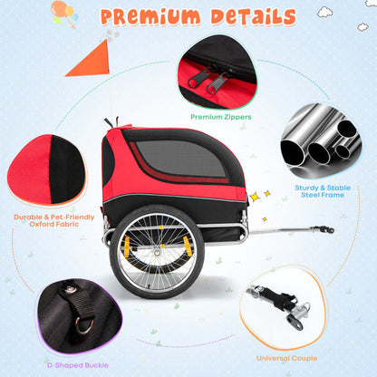 Foldable Bike Trailer with 3 Entrances for Dogs and Cats