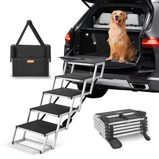 5-step Folding  Aluminum Steps Capacity up to 150 lbs for Dogs