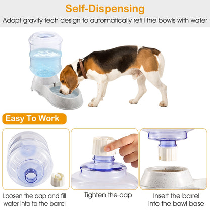 3.5L/1Gal Self-Dispensing Gravity Water Feeder for Dogs and Cats