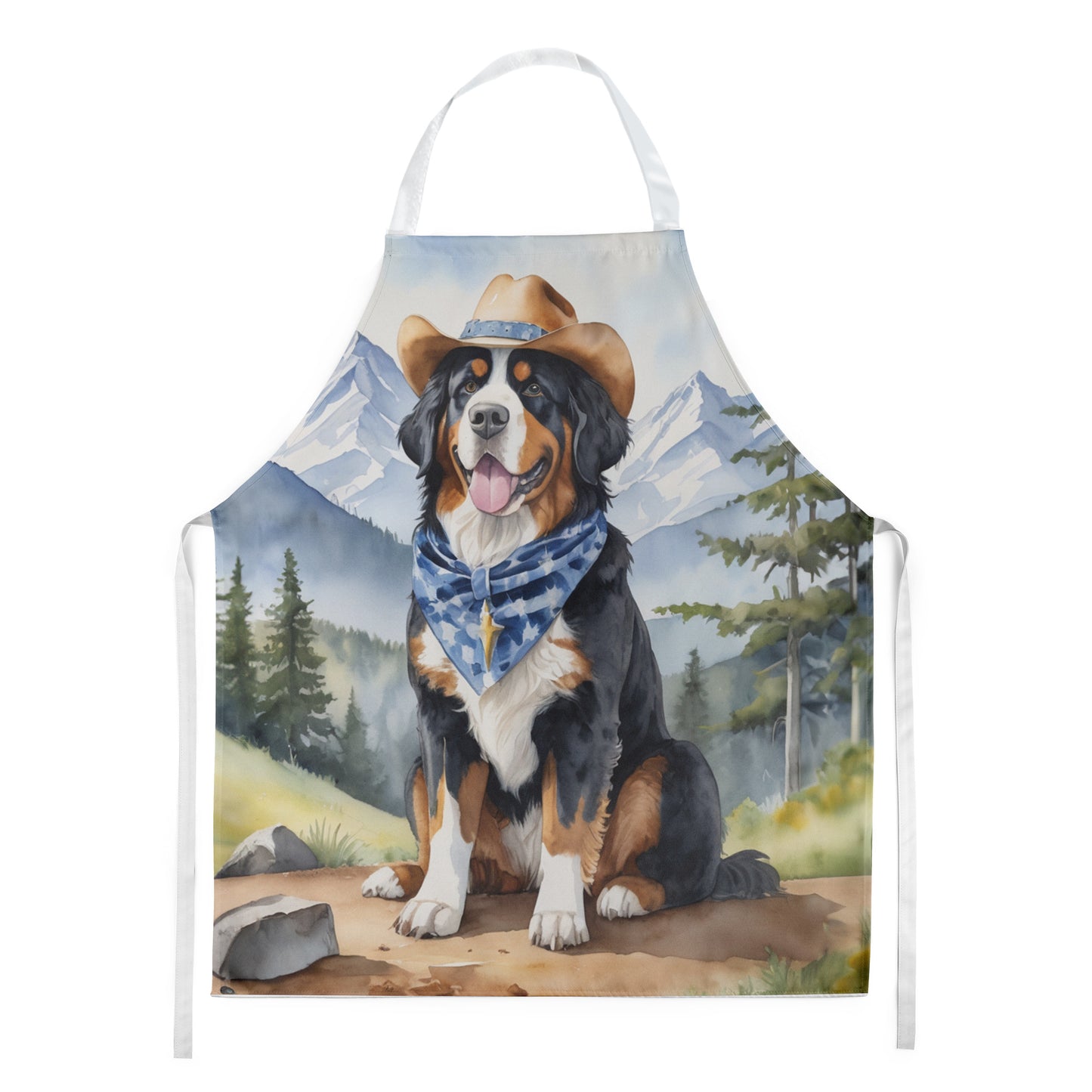 Bernese Mountain Dog - Welcome Cowboy Apron for Cooking, Baking and Crafts for Adult Women and Men - Unisex Large