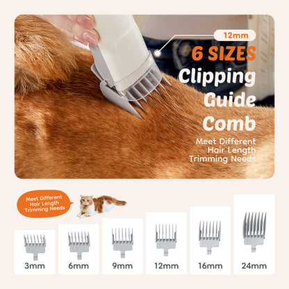 Grooming Vacuum with Cordless Clippers and 5 Groomer Tools for Dogs and Cats