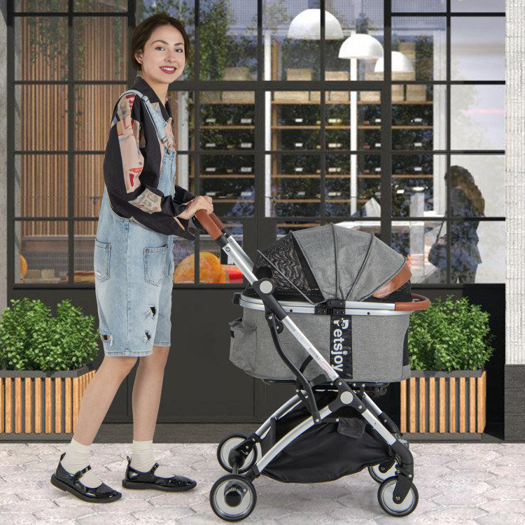 Foldable Stroller with Removable Waterproof Cover for Dogs and Cats