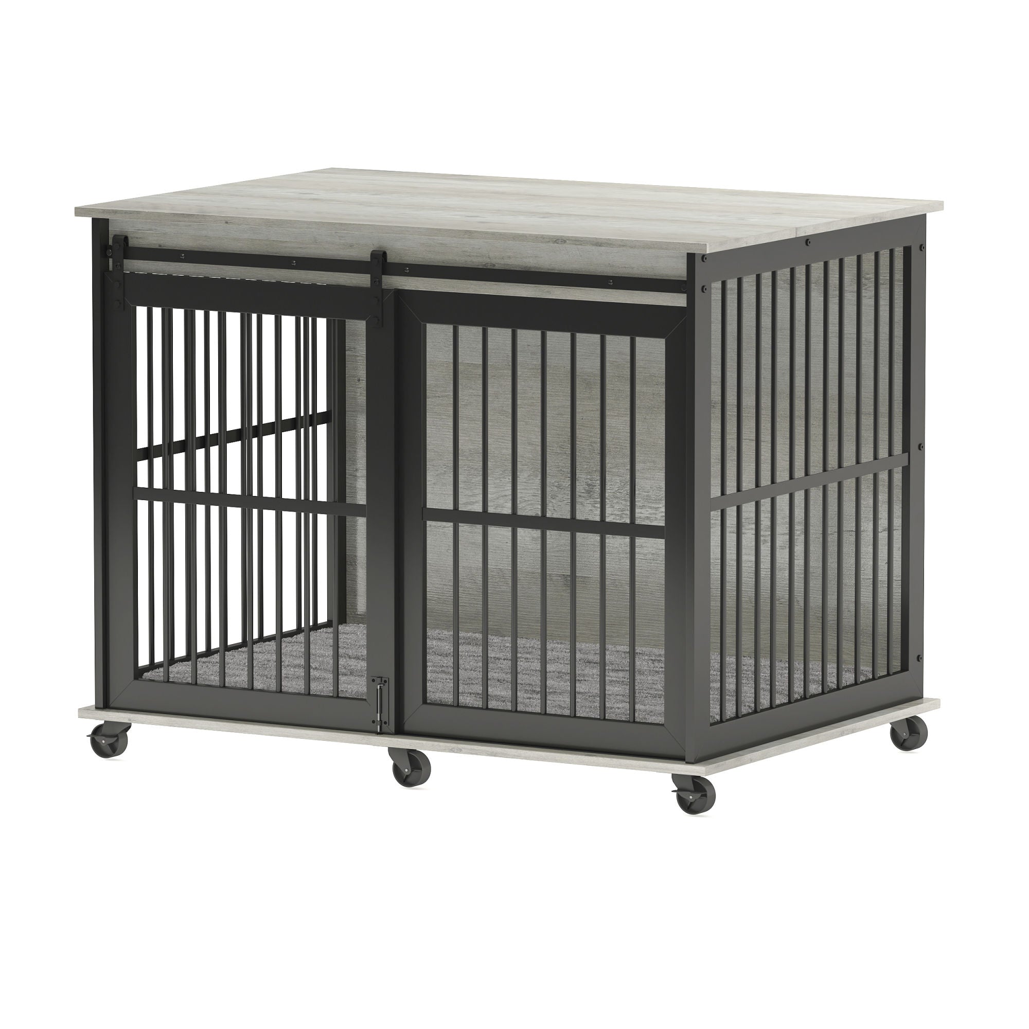 Sliding Iron Door Crate/Kennel with Mat for Dogs