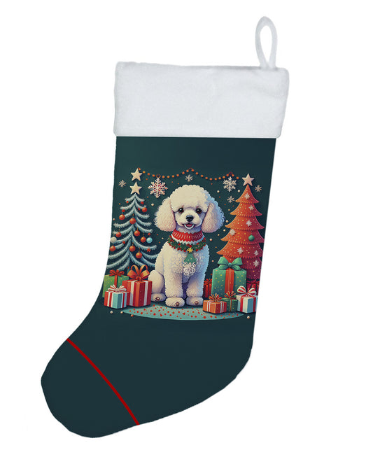 White Toy Poodle - Christmas Holiday Stocking for Fun Family Decorations