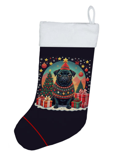 Black Pug -  Christmas Holiday Stocking for Fun Family Decorations