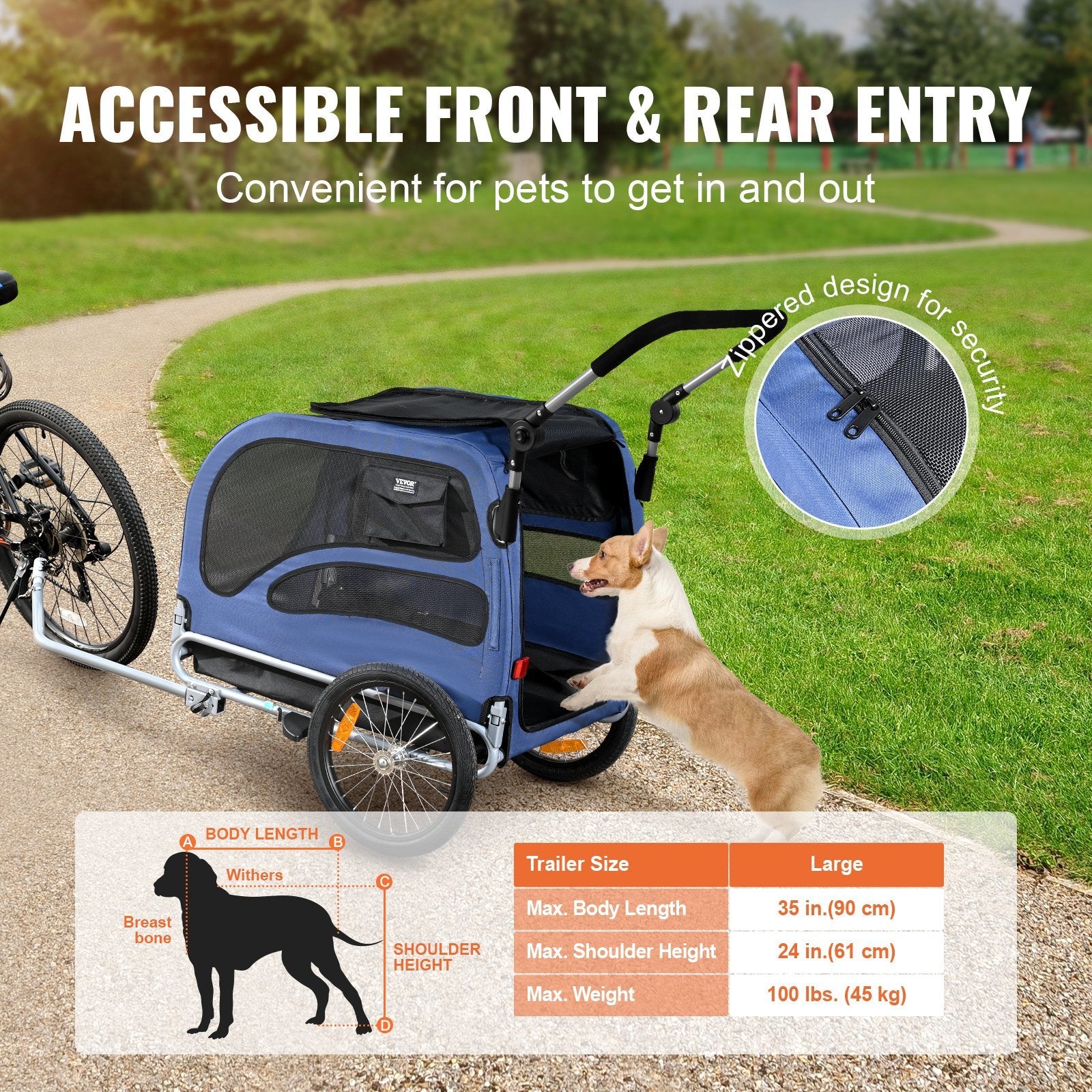 Folding 2-in-1  Stroller and Bike Trailer, Supports up to 100 lbs for Dogs