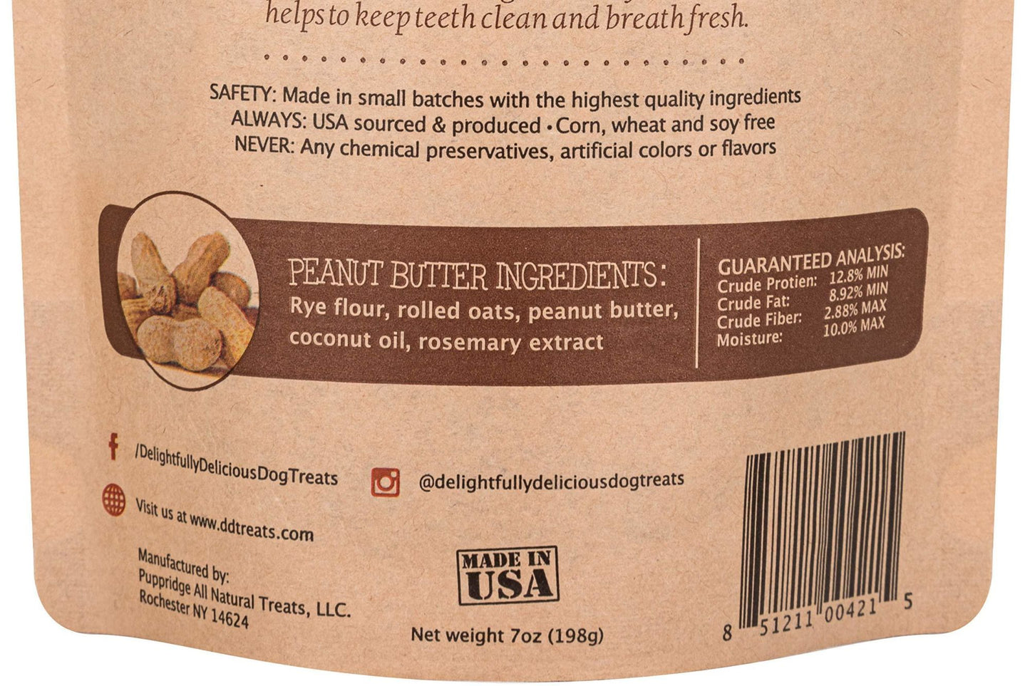 Organic Natural Oven Baked Peanut Butter Treats for Dogs