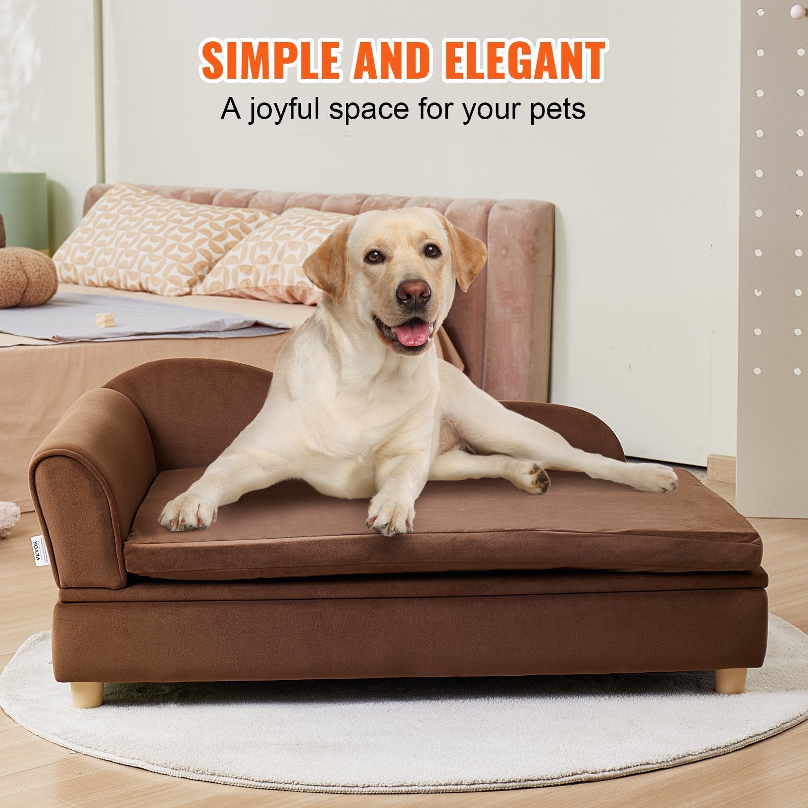 Soft Velvety Sofa Bed for Large-Sized Dogs and Cats - 110 lbs Capacity