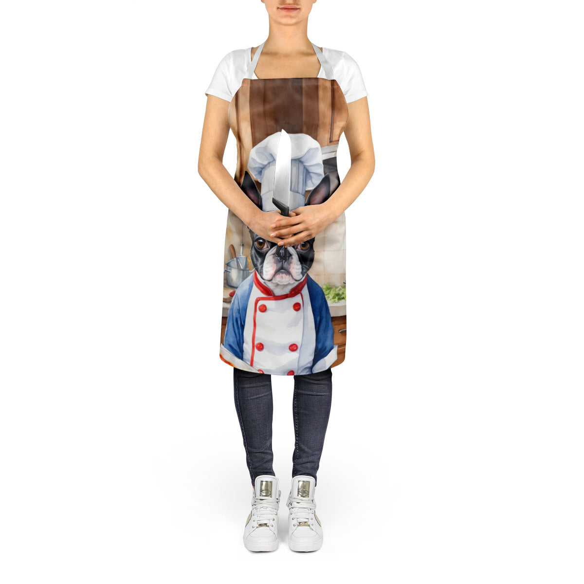 Boston Terrier - The Chef Apron for Adult Women and Men - Unisex Large