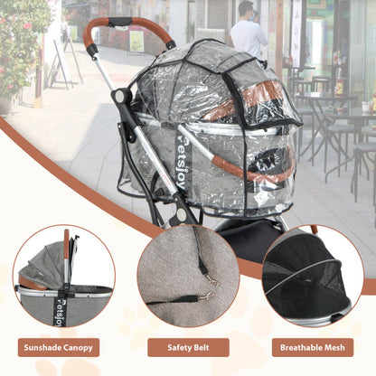 Foldable Stroller with Removable Waterproof Cover for Dogs and Cats