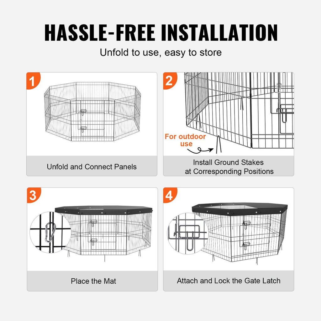 Metal 8 Panel Foldable Dog Exercise Playpen - 63"