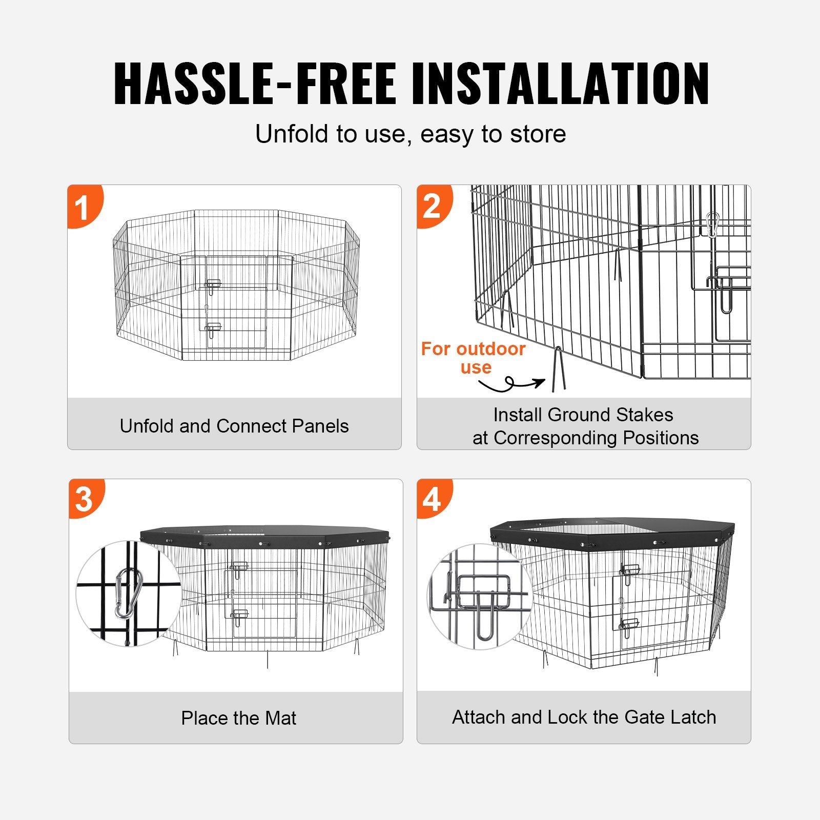 Metal 8 Panel Foldable Dog Exercise Playpen - 63"