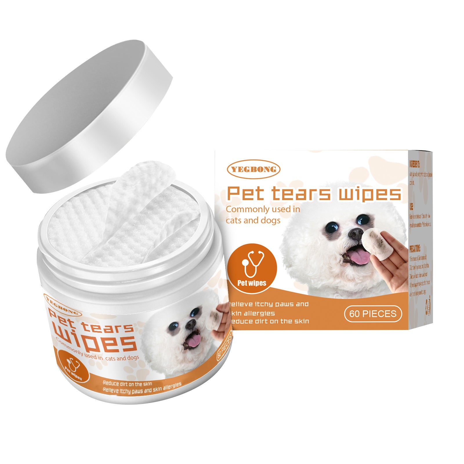 Wet Wipes for Tear Stain Removal and Eye Cleaning for Dogs and Cats