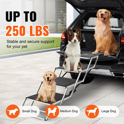 Folding 4-step Aluminum Dog Steps for Loads up to 250 lbs