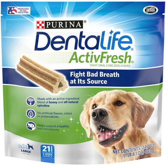 Purina DentaLife ActivFresh Dental Care Treats for Large Dogs - 21 count