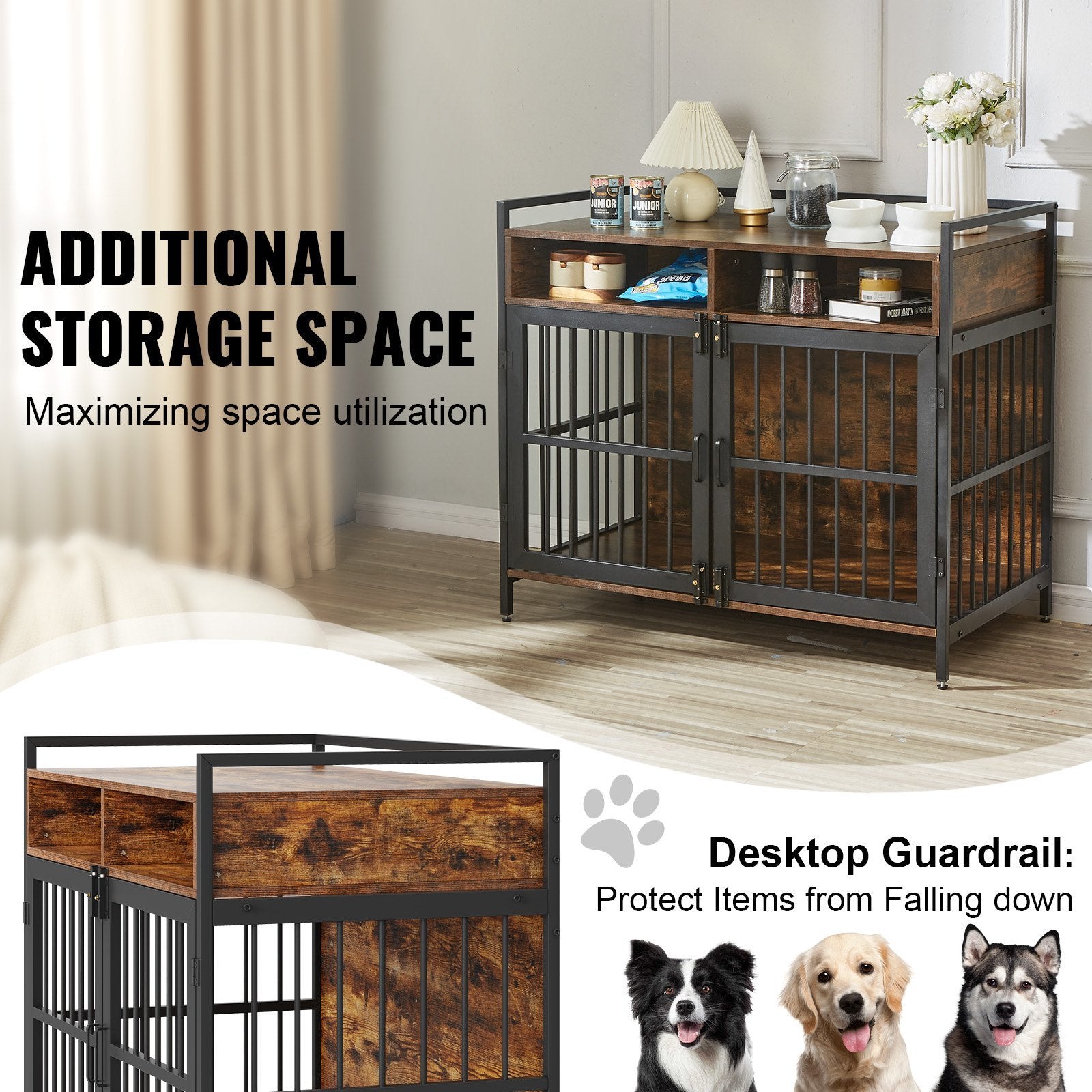 Furniture Style Crate with Storage for Dogs