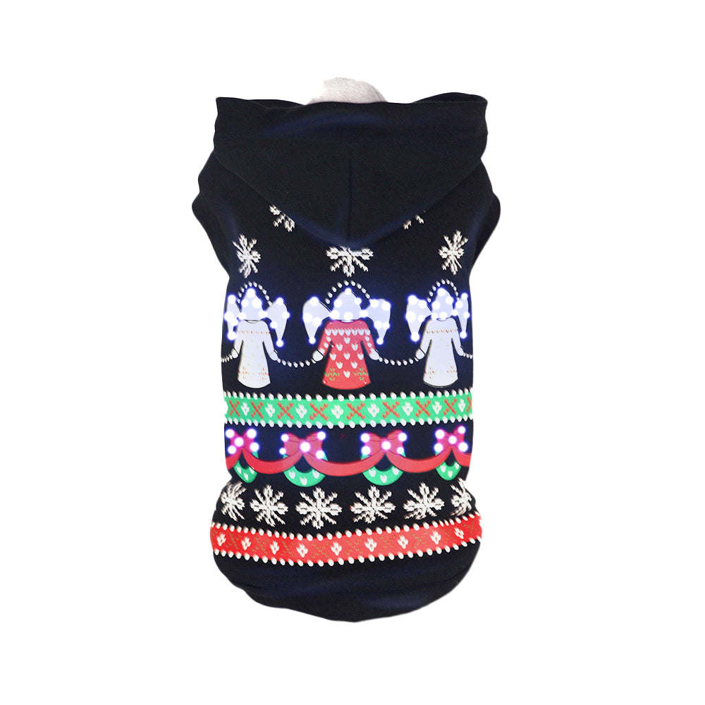 Pet Life -  Angel Pattern Lighted Holiday Hooded Sweater Costume for Small Dogs