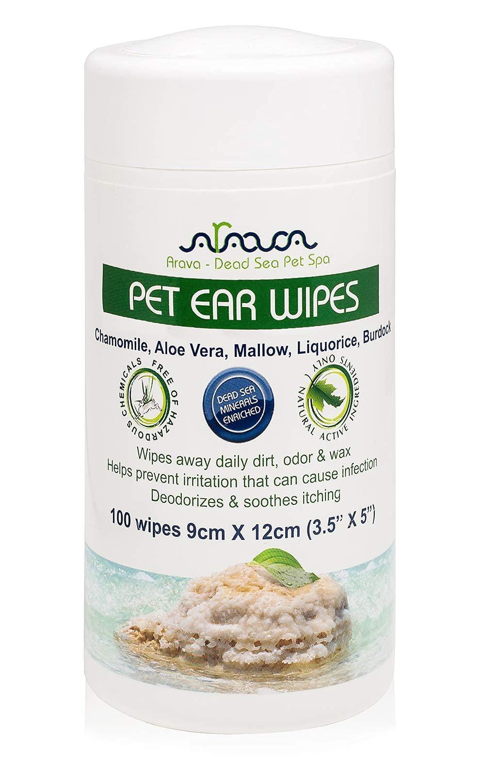 Natural Ear Cleaner Wipes for Dogs and Cats - 100 Count