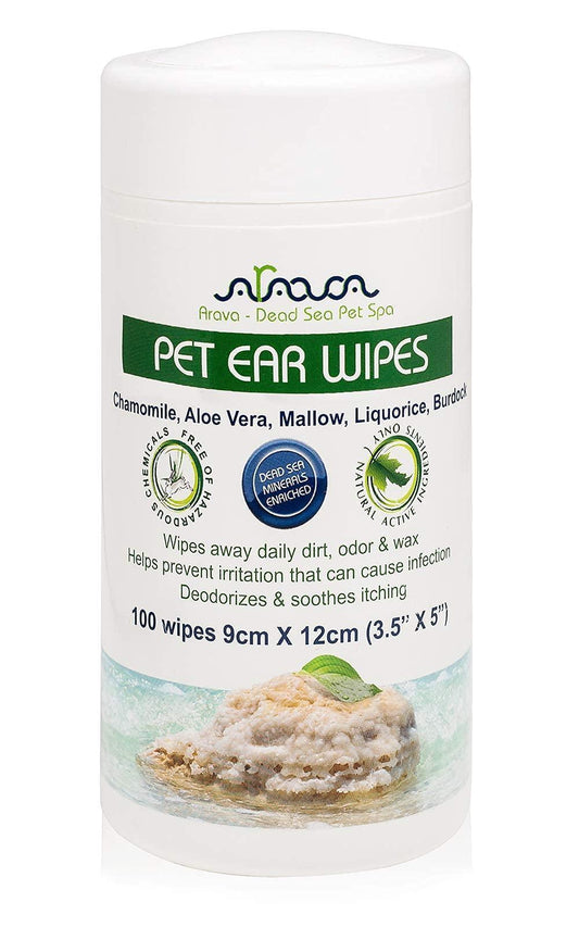 Natural Ear Cleaner Wipes for Dogs and Cats - 100 Count