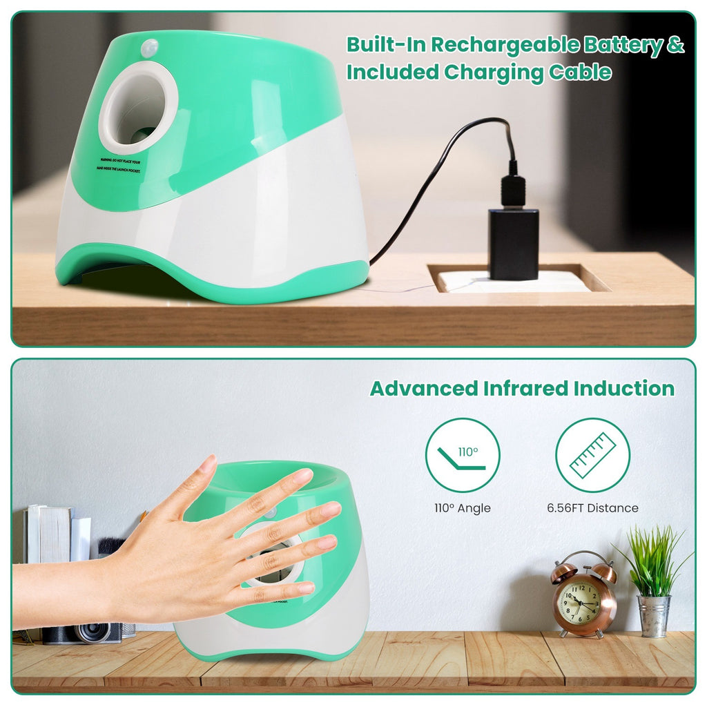 Adjustable Automatic Ball Launcher Included 6 Tennis Balls for Dogs