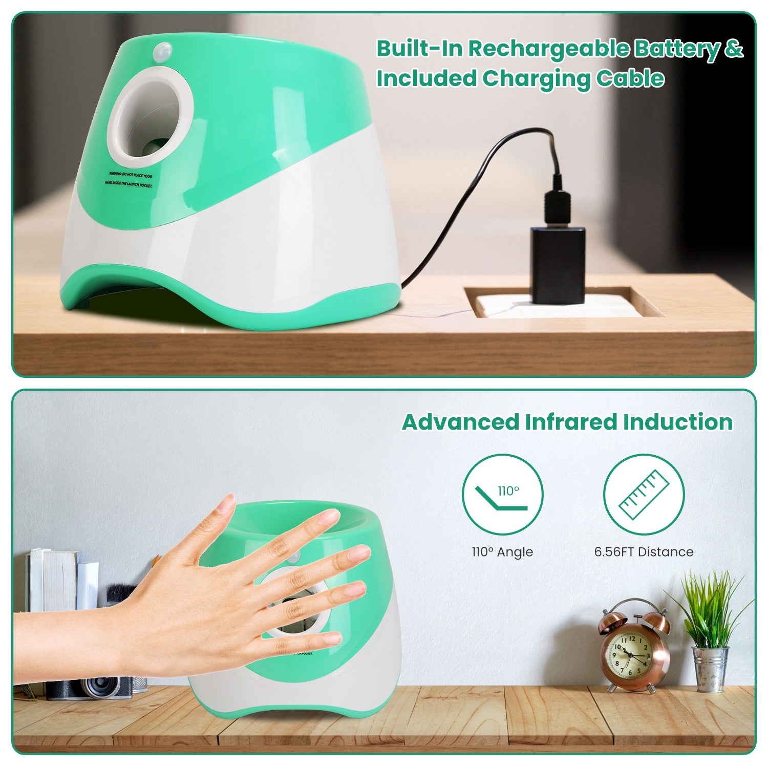 Adjustable Automatic Ball Launcher Included 6 Tennis Balls for Dogs