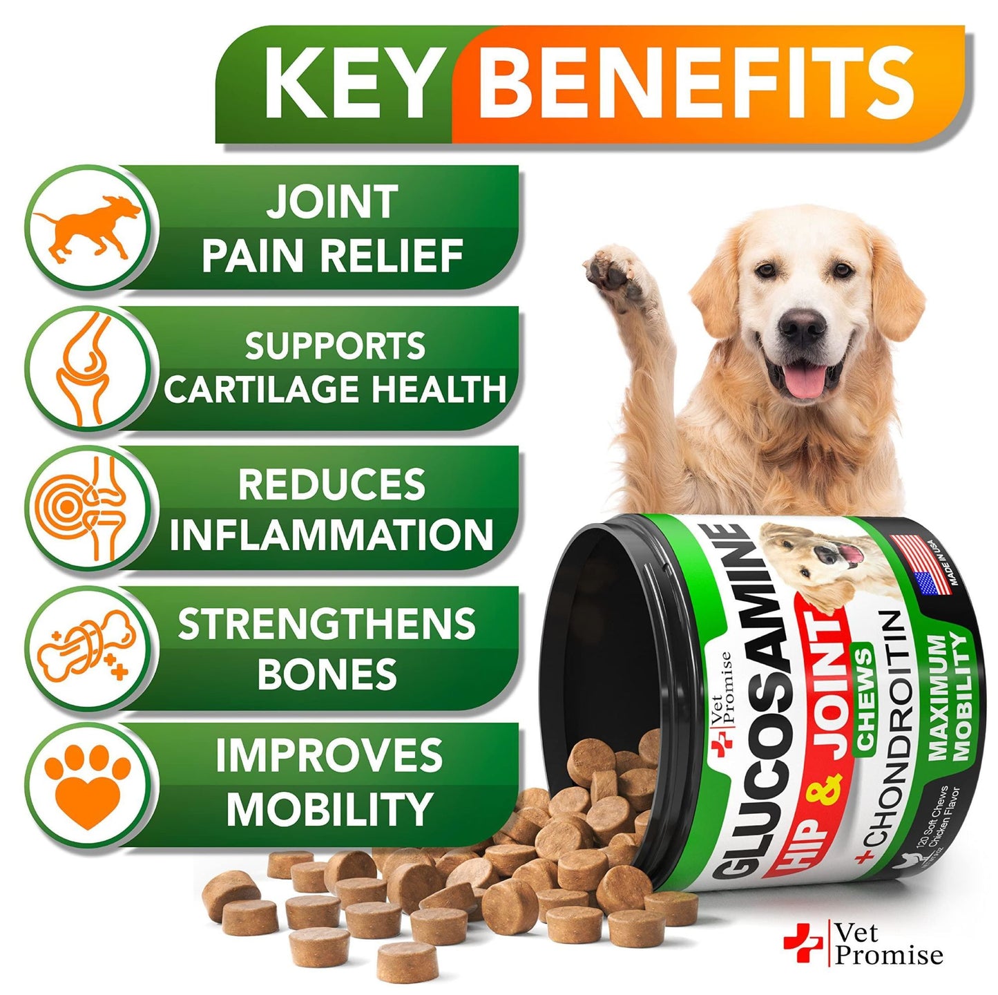 Natural Joint Supplement for Mobility for Dogs - 120 Chews