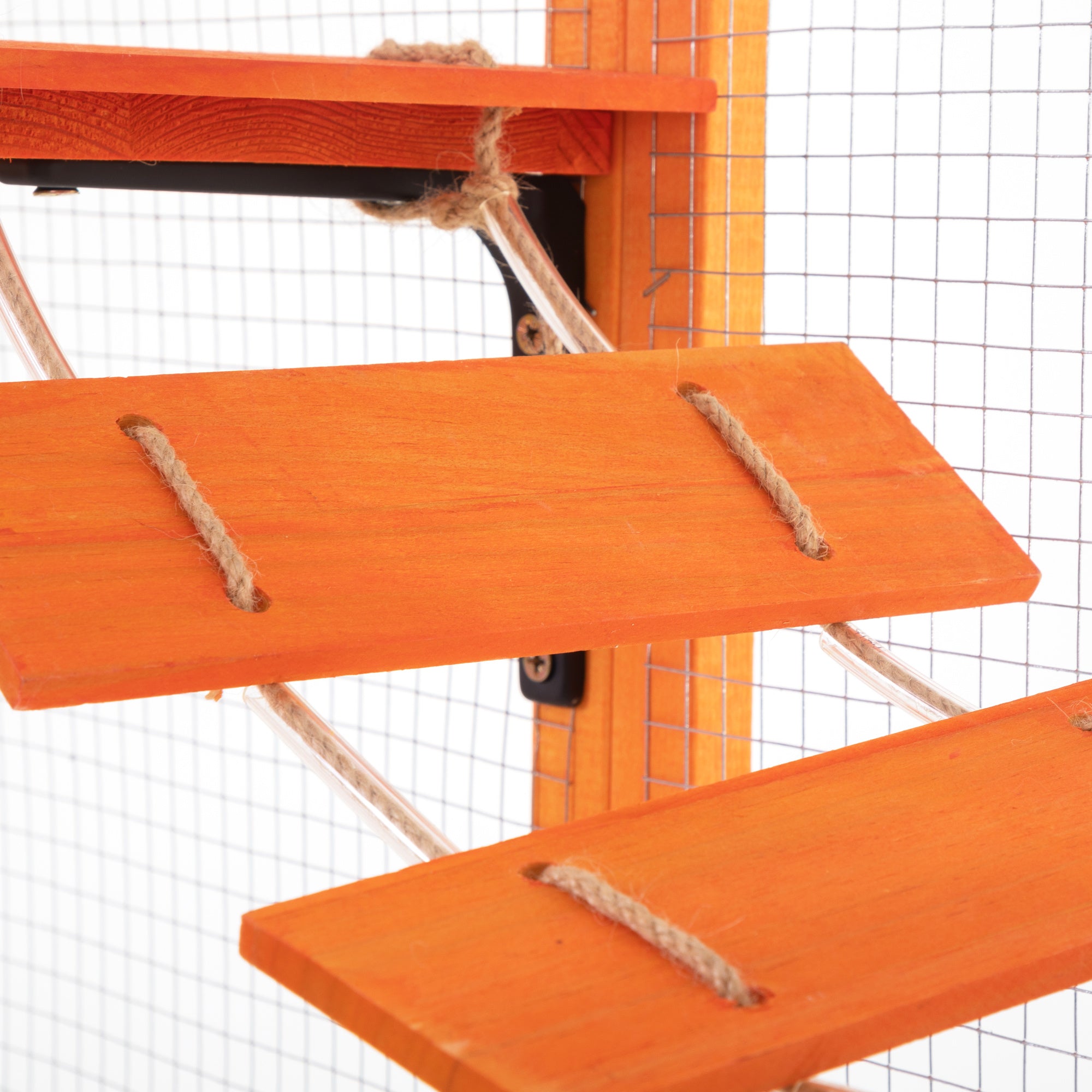 Ultimate Cat Enclosure with Jumping Platforms, Condos, Bridge and Scratching Board - Orange